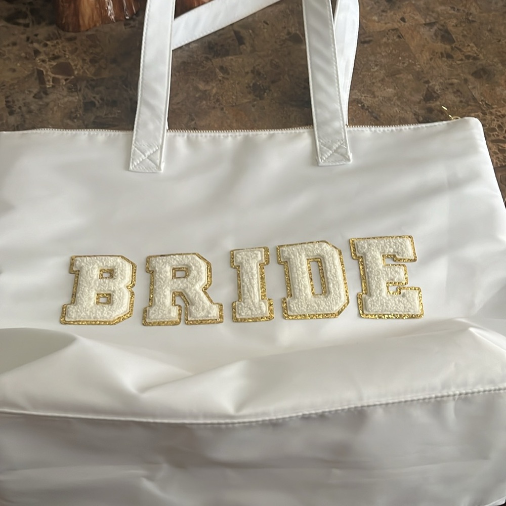 Bride bag zipper bag and small bride mirror with bride sash